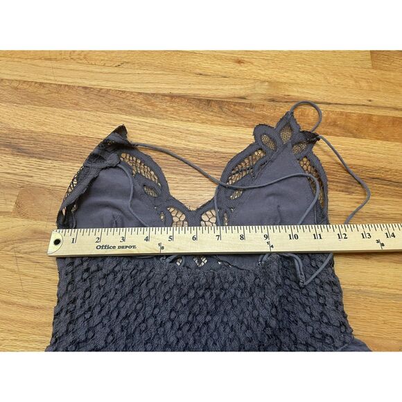 Free People FP One Adella Women's Dress Mini Lace Detail Boho Tiered Hem S Brown - Picture 5 of 6